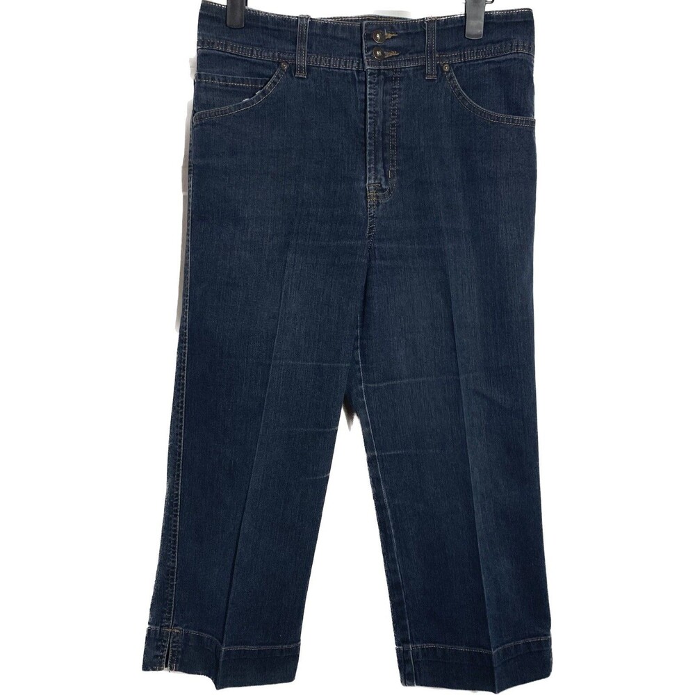 Bandolino Women's Size 12 Dark Wash High Rise Straight Leg Crop Cullotte Jeans